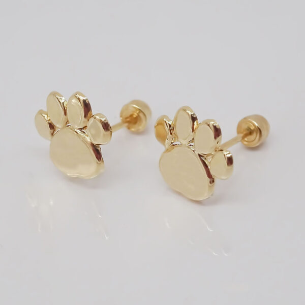 Amor Eterno - Broqueles Huella Perro Mascota Aretes Oro 10k - Imagen 6