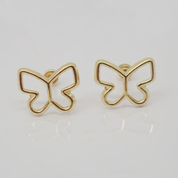 Amor Eterno - Broqueles Mariposa Minimalista Aretes Oro 10k - Imagen 4