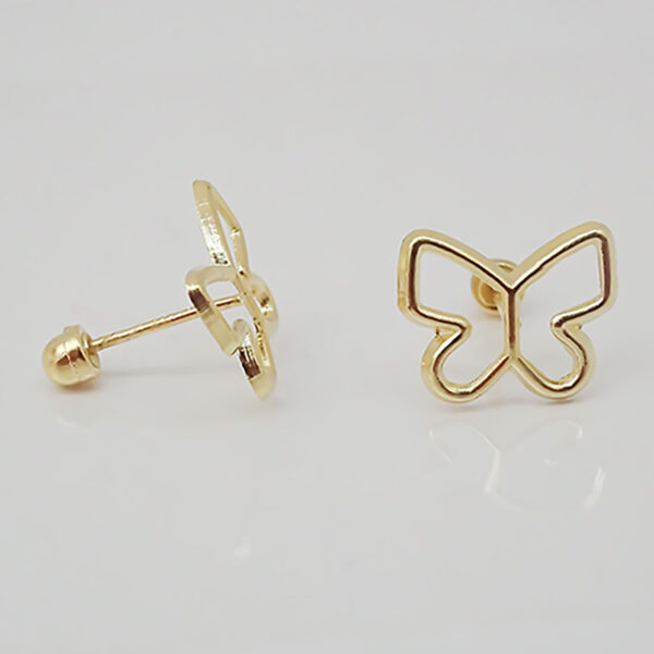 Amor Eterno - Broqueles Mariposa Minimalista Aretes Oro 10k - Imagen 6