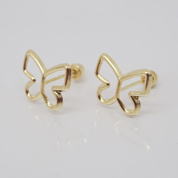 Amor Eterno - Broqueles Mariposa Minimalista Aretes Oro 10k - Imagen 7