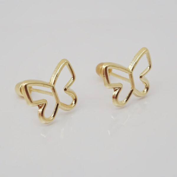 Amor Eterno - Broqueles Mariposa Minimalista Aretes Oro 10k - Imagen 5