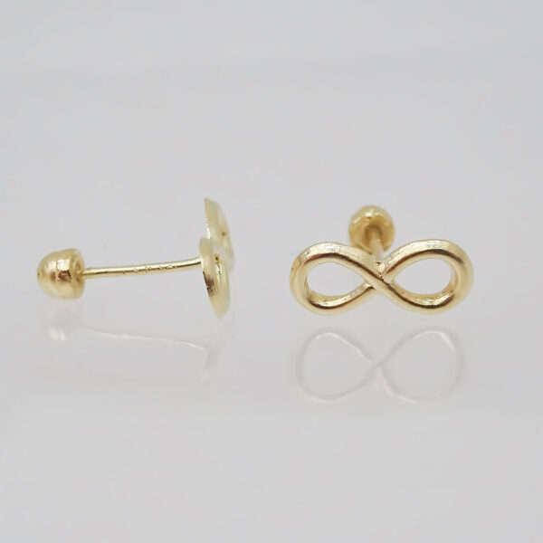 Amor Eterno - Broqueles / Infinito Liso / Aretes Oro 10k - Imagen 6