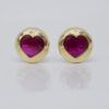 Amor Eterno - Broqueles Bisel Corazón / Aretes / Oro 10k / Fucsia - Imagen 4