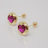 Amor Eterno - Broqueles Bisel Corazón / Aretes / Oro 10k / Fucsia - Imagen 7