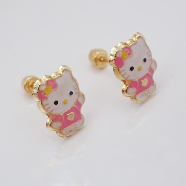 Amor Eterno - Broqueles Aretes / Hello Kitty / Oro 10k - Imagen 5