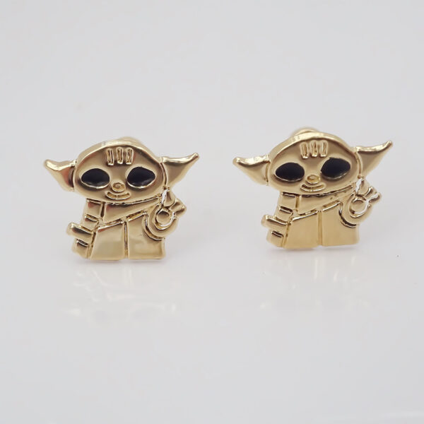 Amor Eterno - Broqueles Aretes Star Wars Yoda Grogu Oro 10k - Imagen 4