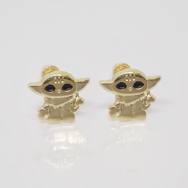 Amor Eterno - Broqueles Aretes Star Wars Yoda Bebé / Oro 10k - Imagen 4