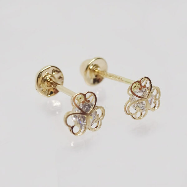 Amor Eterno - Broqueles Aretes Piercing / Bebé Mini Oro 14k / Trébol Corazón - Imagen 5