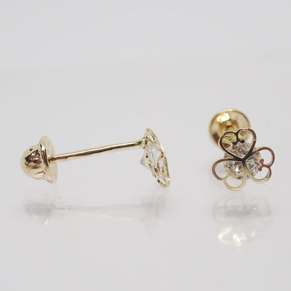 Amor Eterno - Broqueles Aretes Piercing / Bebé Mini Oro 14k / Trébol Corazón - Imagen 6