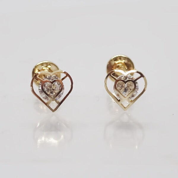 Amor Eterno - Broqueles Aretes Piercing / Bebé Mini Oro 14k / Corazón - Imagen 4