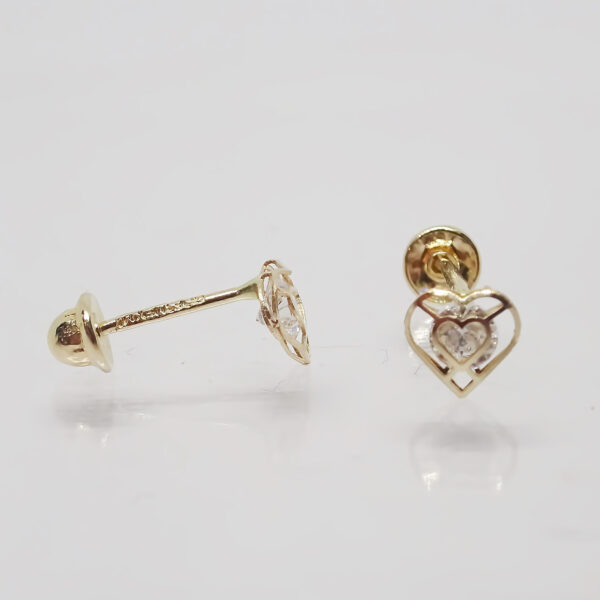 Amor Eterno - Broqueles Aretes Piercing / Bebé Mini Oro 14k / Corazón - Imagen 6