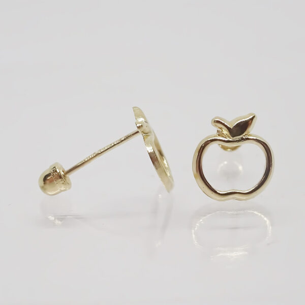 Amor Eterno - Broqueles Manzana Silueta / Aretes Oro 10k - Imagen 6