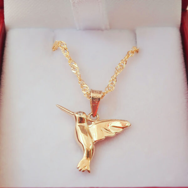 Amor Eterno - Dije Colibrí Oro Sólido 14k + Cadena Regalo - Imagen 6