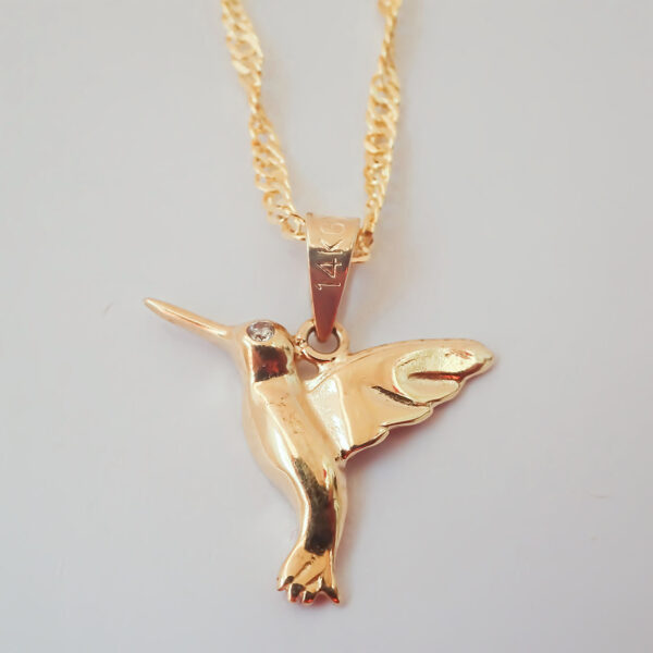 Amor Eterno - Dije Colibrí Oro Sólido 14k + Cadena Regalo - Imagen 4