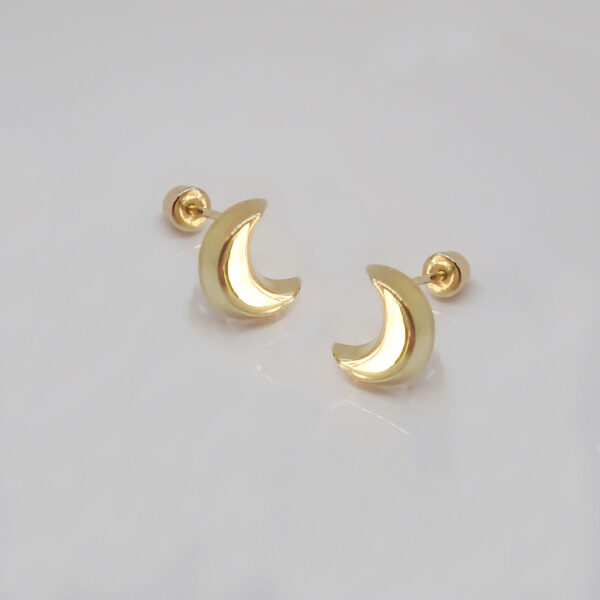 Amor Eterno - Broqueles Luna Basic / Aretes Oro 10k - Imagen 3