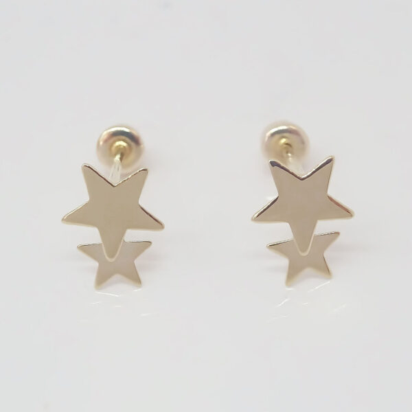 Amor Eterno - Broqueles Estrella Tú Y Yo / Aretes / Oro 10k - Imagen 3