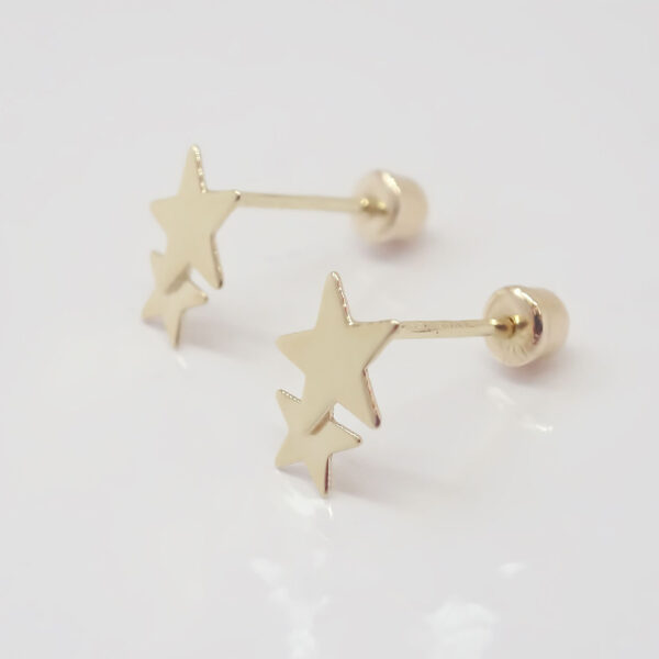 Amor Eterno - Broqueles Estrella Tú Y Yo / Aretes / Oro 10k - Imagen 6