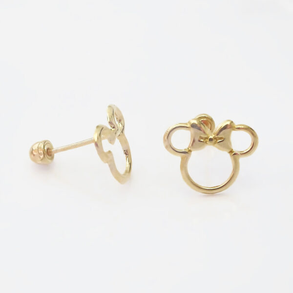 Amor Eterno - Broqueles Disney Silueta Mickey - Minnie Aretes / Oro 10k - Imagen 6