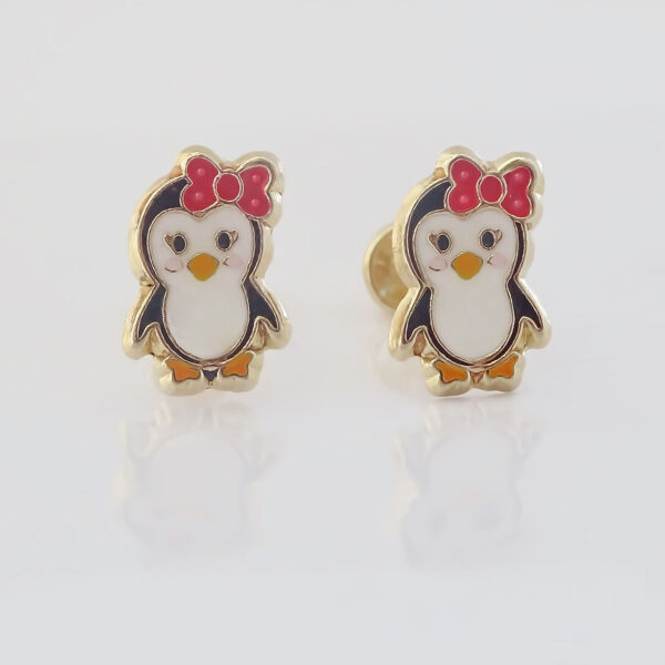 Amor Eterno - Broqueles Deluxe Pinguinos / Aretes / Oro 10k / Pinguinita - Imagen 4