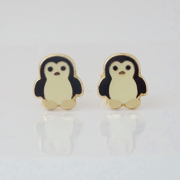 Amor Eterno - Broqueles Deluxe Pinguinos / Aretes / Oro 10k - Imagen 3