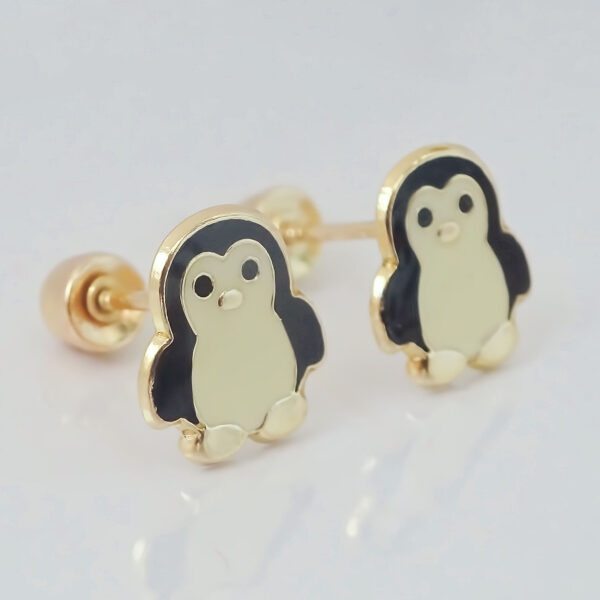 Amor Eterno - Broqueles Deluxe Pinguinos / Aretes / Oro 10k - Imagen 4