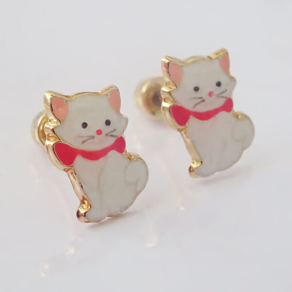 Amor Eterno - Broqueles Deluxe Gatita / Aretes / Oro 10k - Imagen 5