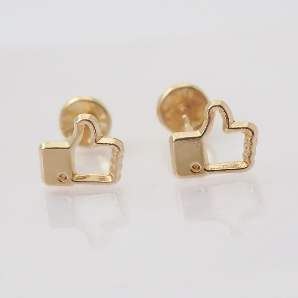 Amor Eterno - Broqueles Deluxe Facebook Like Aretes Oro 10k - Imagen 4