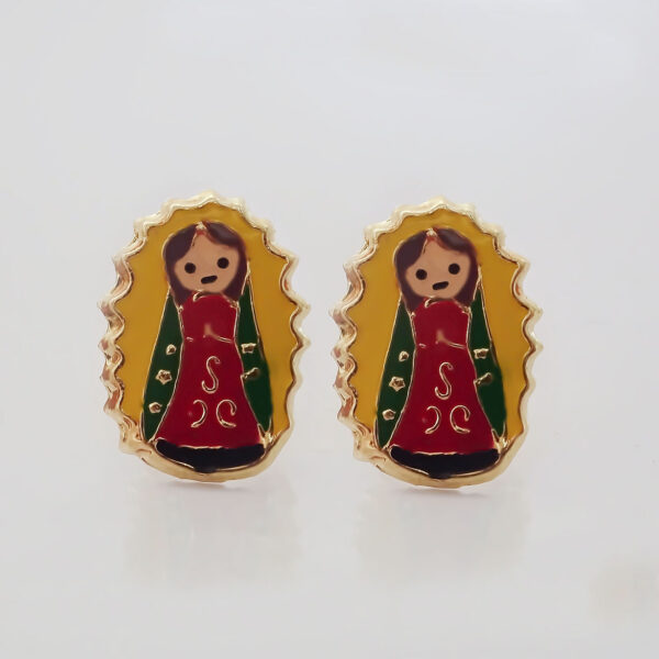 Amor Eterno - Broqueles Deluxe Virgencita / Aretes / Oro 10k - Imagen 4