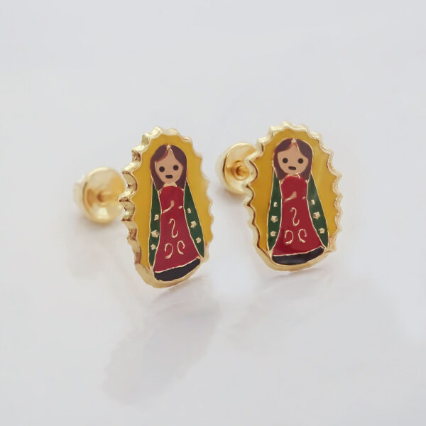 Amor Eterno - Broqueles Deluxe Virgencita / Aretes / Oro 10k - Imagen 5