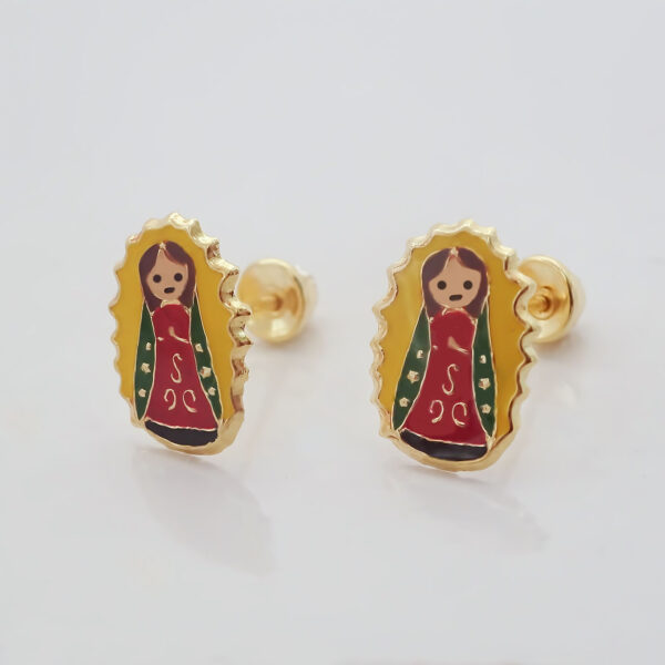 Amor Eterno - Broqueles Deluxe Virgencita / Aretes / Oro 10k - Imagen 7