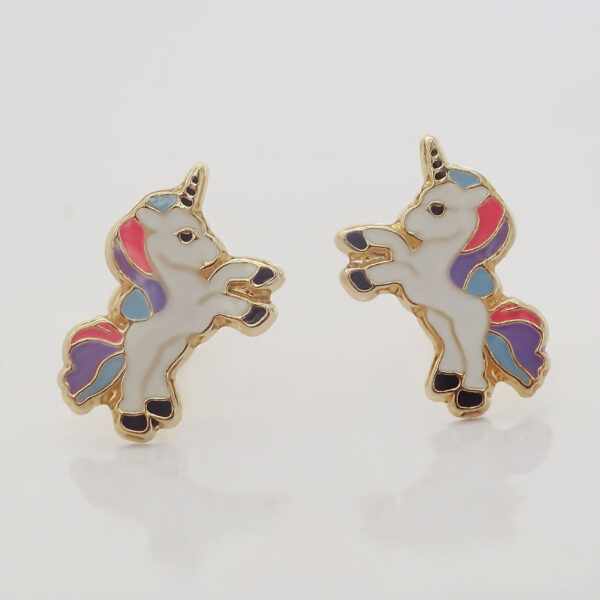 Amor Eterno - Broqueles Deluxe Unicornio / Aretes / Oro 10k - Imagen 3