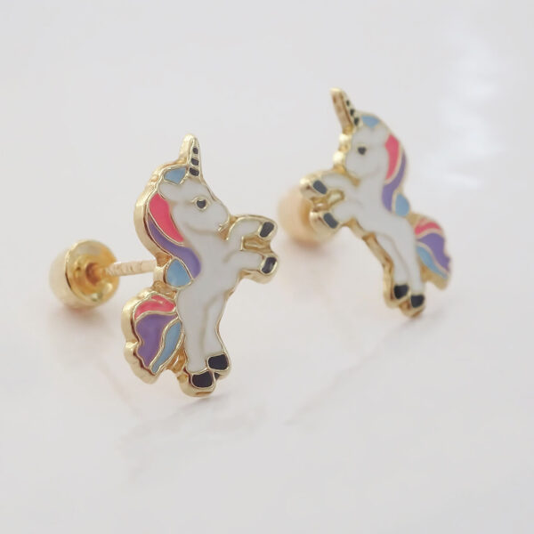 Amor Eterno - Broqueles Deluxe Unicornio / Aretes / Oro 10k - Imagen 4