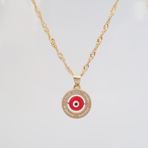 Amor Eterno - Dije / Protección Ojo Turco Oro 10k + Cadena de Regalo / Rojo - Imagen 4