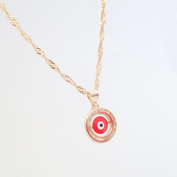 Amor Eterno - Dije / Protección Ojo Turco Oro 10k + Cadena de Regalo / Rojo - Imagen 3