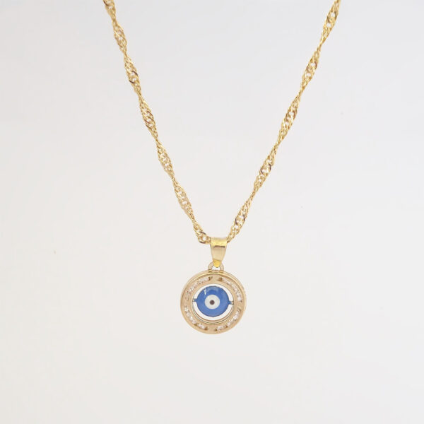 Amor Eterno - Dije / Protección Ojo Turco Oro 10k + Cadena de Regalo / Azul - Imagen 4