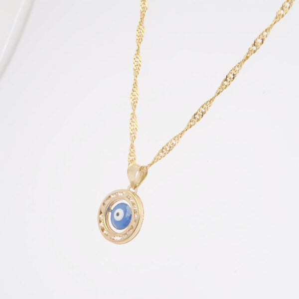 Amor Eterno - Dije / Protección Ojo Turco Oro 10k + Cadena de Regalo / Azul - Imagen 5