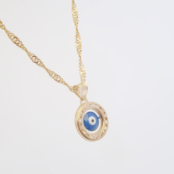 Amor Eterno - Dije / Protección Ojo Turco Oro 10k + Cadena de Regalo / Azul - Imagen 3