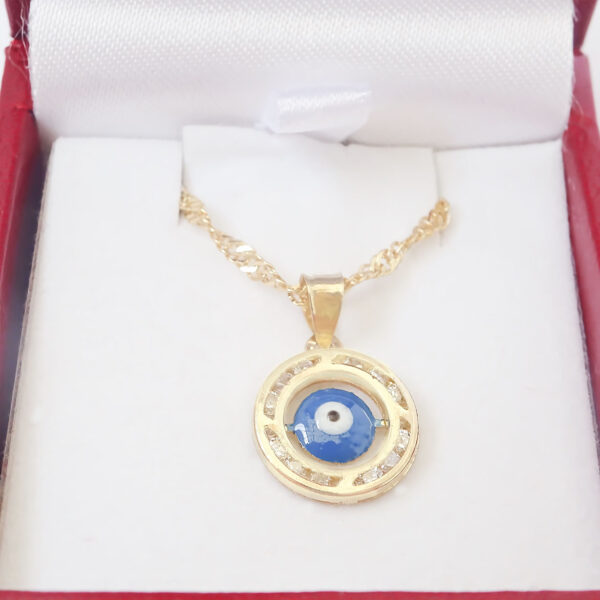 Amor Eterno - Dije / Protección Ojo Turco Oro 10k + Cadena de Regalo / Azul - Imagen 7