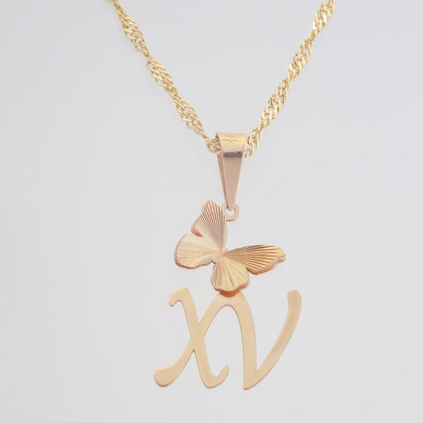 Amor Eterno - Dije XV Años Mariposa / Oro 14k Cadena de Regalo - Imagen 5