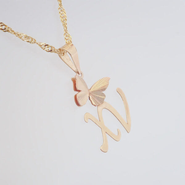 Amor Eterno - Dije XV Años Mariposa / Oro 14k Cadena de Regalo - Imagen 4