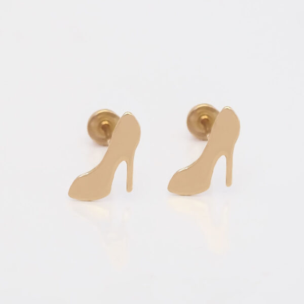 Amor Eterno - Broqueles Tacones Barbie / Aretes Oro 10k - Imagen 3