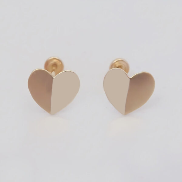 Amor Eterno - Broqueles / Corazón Due Tono Aretes / Oro 10k - Imagen 4