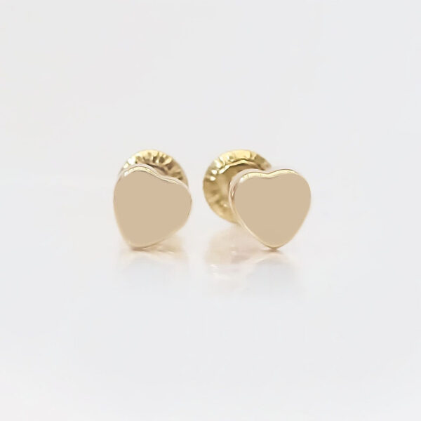 Amor Eterno - Broqueles Corazón Espejo 3mm Aretes Oro 10k - Imagen 3