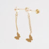 Amor Eterno - Broqueles Largos / Mariposita Cadena Oro 10k - Imagen 4