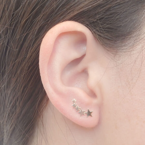 Amor Eterno - Broqueles Estrella Desigual / Aretes Oro 10k - Imagen 8