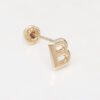 Amor Eterno - Broqueles Una Inicial Letra / Aretes / Oro 10k / B - Imagen 5