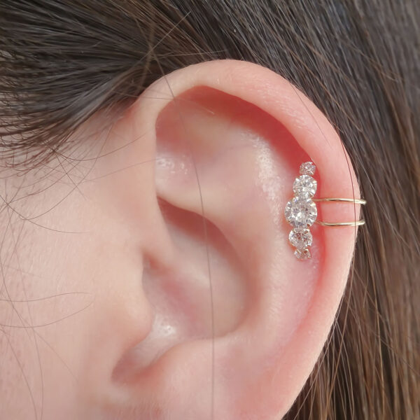 Amor Eterno - Earcuff Diamond / Falsa Perforación / Oro 10k - Imagen 8