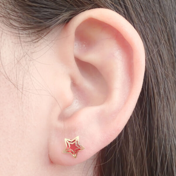 Amor Eterno - Broqueles Estrella Tecno / Aretes / Oro 10k - Imagen 8