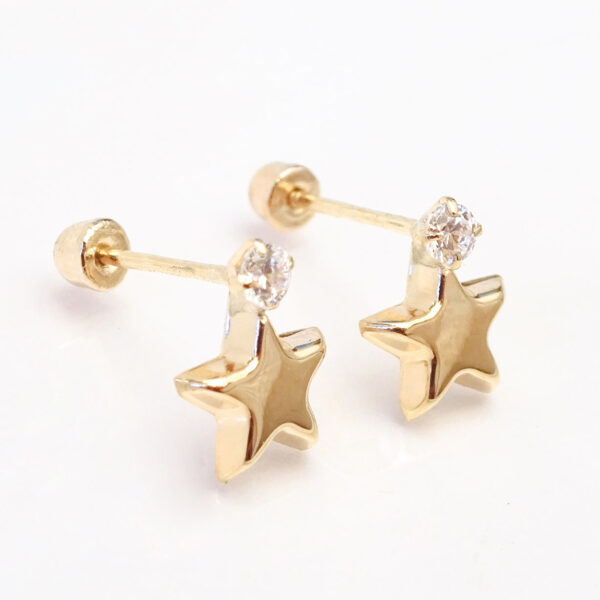 Amor Eterno - Broqueles / Estrella Diamante / Aretes Oro 10k - Imagen 4