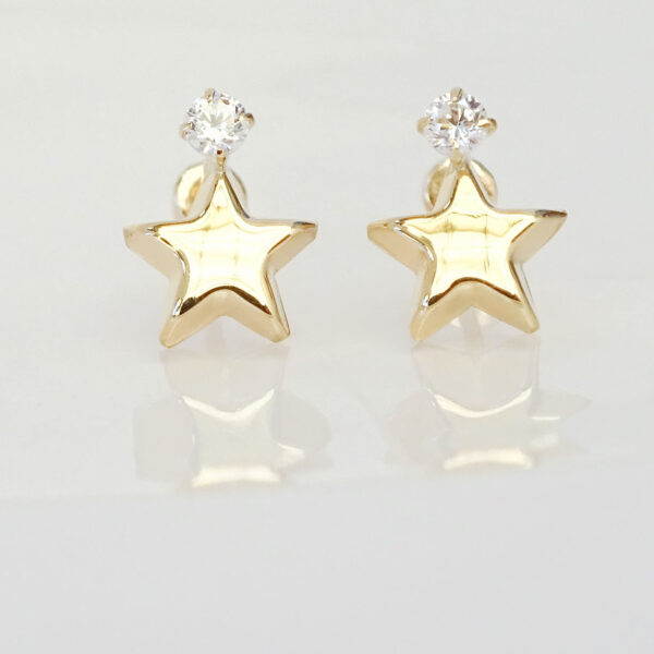 Amor Eterno - Broqueles / Estrella Diamante / Aretes Oro 10k - Imagen 3